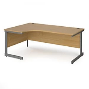 Dams International Left Hand Ergonomic Desk with Oak Coloured MFC Top and Graphite Frame Cantilever Legs Contract 25 1800 x 1200 x 725 mm