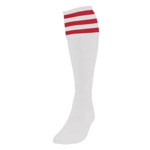 Precision 3 Stripe Football Socks White/Red UK Size 7-11