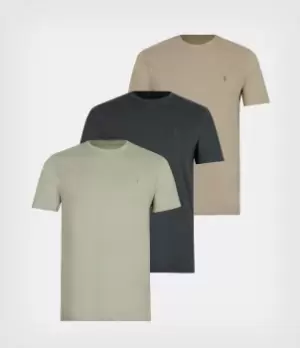 AllSaints Mens Brace Crew T-Shirt 3 Pack, Taup/cnder Ml/mink, Size: XS