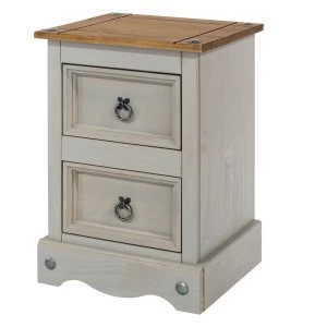 Halea 2-Drawer Pine Bedside Cabinet - Grey