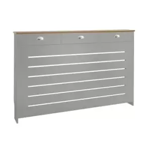 Barnford Large Radiator Cover with Drawers in Grey & Oak