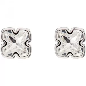 Ladies Karen Millen Silver Plated Art Glass Flower Stud Earrings