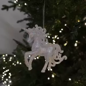 10cm Christmas Tree Glitter Festive Unicorn Decoration With Head Down