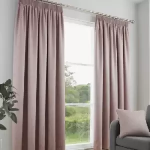 Fusion Galaxy Plain Dyed Triple Woven Thermal Pencil Pleat Lined Curtains, Blush, 90 x 90 Inch