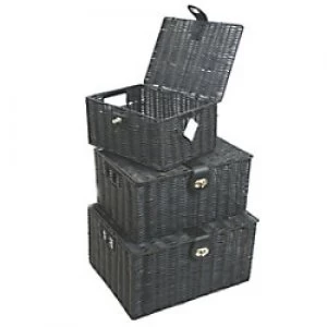 ARPAN Storage Basket Plastic Black 36 x 28 x 18.5cm Set of 3