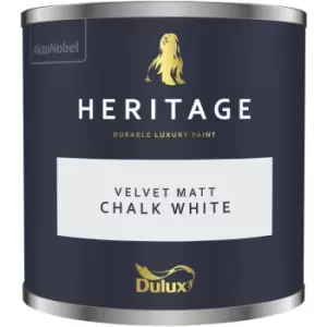 Dulux Heritage Velvet Matt Chalk White Matt Emulsion Paint 125ml