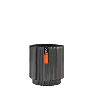 Capi Europe Vase Cylinder Groove 19X21Cm Black Planter Pot