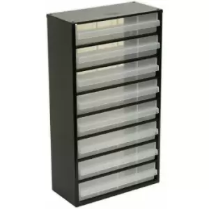 305 x 155 x 555mm 8 Drawer Parts Cabinet - Black - Wall Mounted / Standing Box