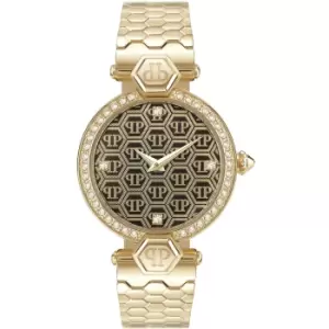 Philipp Plein PWEAA0721 Womens Couture Gold Tone Steel Bracelet Wristwatch