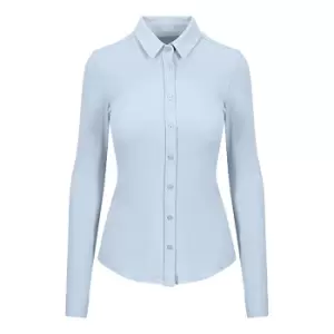 AWDis So Denim Womens/Ladies Anna Knitted Long Sleeve Shirt (L) (Blue)