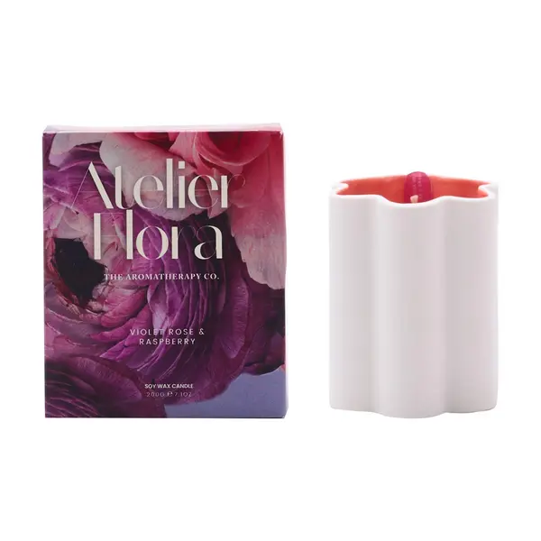 The Aromatherapy Company Atelier Flora 200g Candle - Violet Rose & Raspberry White