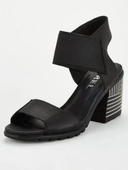 SOREL Nadia Block Heeled Sandal - Black, Size 5, Women