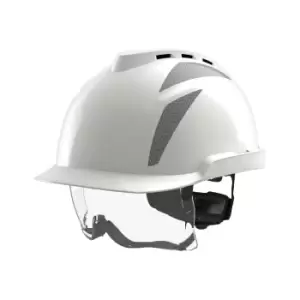V-Gard 930 Vented Safety Helmet with Fas-Trac III Straps and Integrated Eye Protection, White