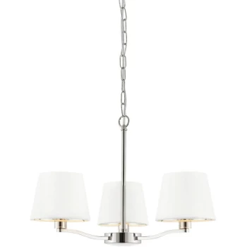 Endon Collection Lighting - Multi Arm Pendant Light Bright Nickel Plate, Vintage White Fabric