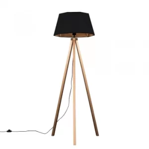 Barbro Copper Tripod Floor Lamp With Black And Copper Shade
