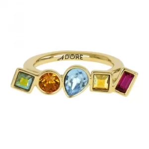 Ladies Adore Gold Plated Mixed Crystal Ring Size L