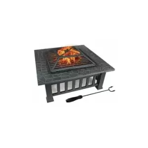 19609 3 in 1 Outdoor BBQ, Firepit & Ice Bucket / Stylish Outdoor Heater With Table Space / Burn Logs Or Charcoal / Includes Mesh Pit Cover, Stoker &