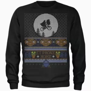 E.T Phone Home Fairisle Mens Christmas Jumper - Black - XXL