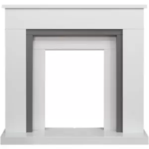 Adam - Milan Fireplace in Pure White & Grey, 39 Inch