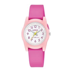 Lorus R2389MX9 Chidrens Analogue Watch - Bright Pink with White Dial