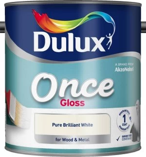 Dulux Once Pure Brilliant White Gloss Paint 2.5L
