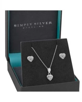 Simply Silver Pave Heart Jewellery Set