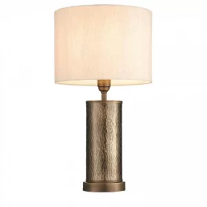 1 Light Table Lamp Aged Bronze, Aged Hammered Bronze Plate, E27