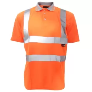 Warrior Mens Daytona Hi-Vis Short Sleeve Polo Shirt (3XL) (Fluorescent Orange)