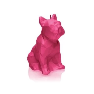 Dark Pink Low Poly Bulldog Candle