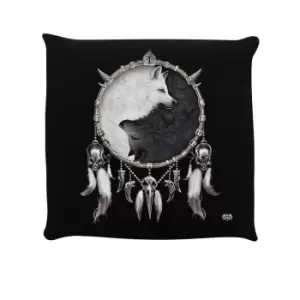 Spiral Wolf Chi I Filled Cushion (One Size) (Black/White)