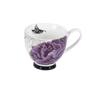 Portobello by Inspire Peony Fine Bone China Footed Mug - Purple