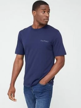 Penfield Wallpole Chest Logo and Back Print Short Sleeve T-Shirt - Navy, Size S, Men