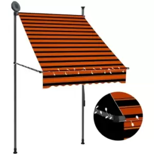 Manual Retractable Awning with LED 100cm Orange and Brown Vidaxl Multicolour