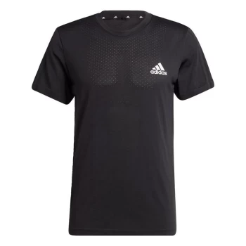 adidas AEROREADY Motion Seamless Sport T-Shirt Mens - Black / White