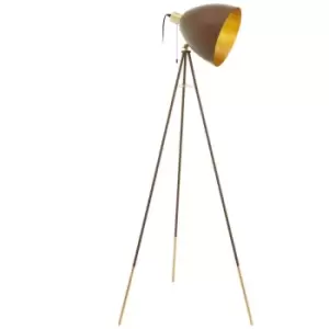 Eglo - Chester Tripod Floor Lamp Rust-Coloured, Gold