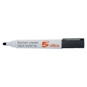 5 Star Office Flipchart Marker Bullet Tip Water based 2mm Line Black Pack 12