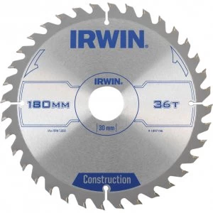 Irwin ATB Construction Circular Saw Blade 180mm 36T 30mm