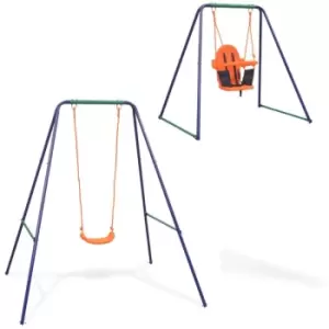 2-in-1 Single Swing and Toddler Swing Orange Vidaxl Orange