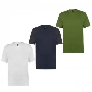 Donnay Three Pack V Neck T Shirt Mens - White/Green/Nvy