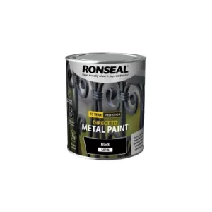 Ronseal Direct Metal Paint Black Satin 750ml
