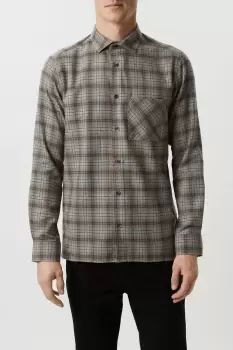 Mens Brown Checked Chest Pocket Shirt