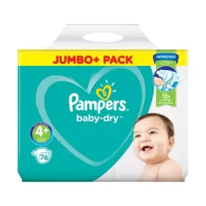 Pampers Baby Dry Size 4 Jumbo Plus Pack 76 Nappies