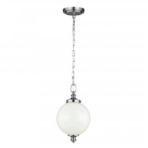1 Light Small Globe Ceiling Pendant Brushed Steel, E27