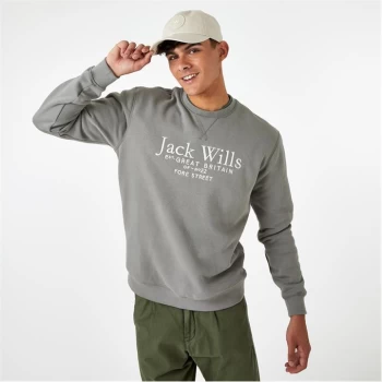 Jack Wills Belvue Graphic Logo Crew Neck Sweatshirt - Washed Khaki