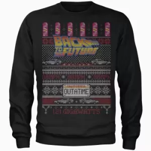 Back To The Future OUTATIME Mens Christmas Jumper - Black - XL