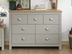 GFW Lancaster Grey and Oak 7 Drawer Merchant Chest of Drawers Flat Packed
