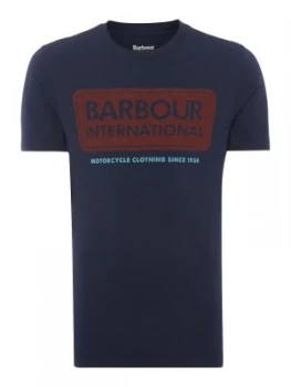 Mens Barbour International logo t shirt Blue