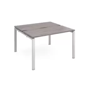 Adapt back to back desks 1200mm x 1200mm - silver frame and grey oak top