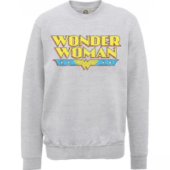 DC Comics - Wonder Woman Logo Crackle Mens XX-Large Sweatshirt - Grey