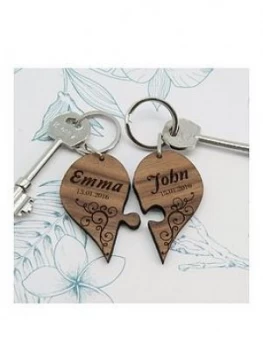 Personalised Couples Romantic Joining Heart Keyring